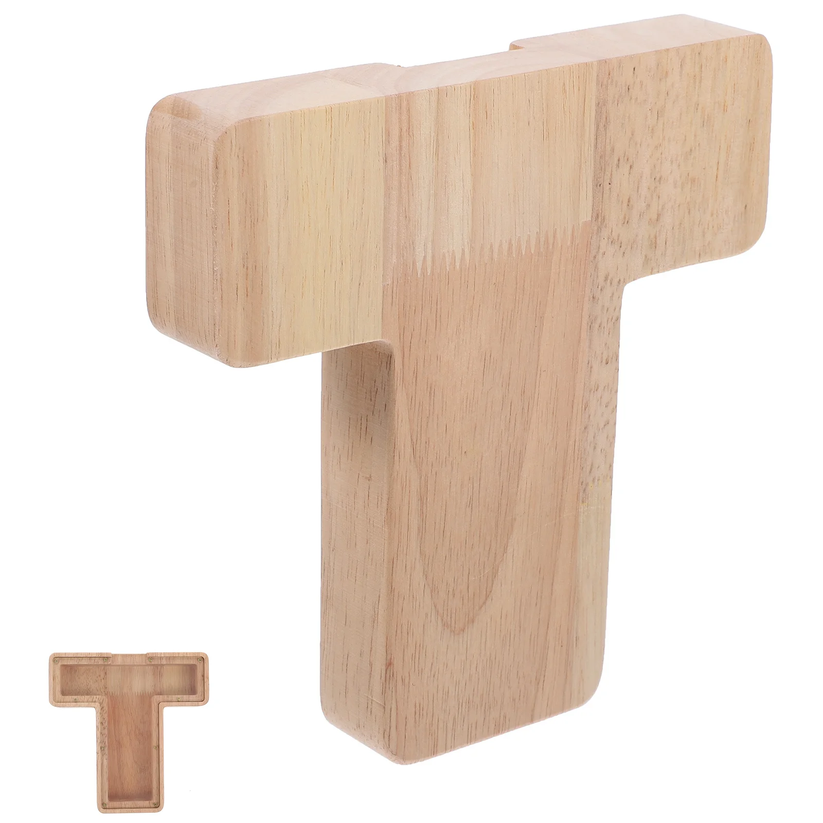 Houten Letter Spaarpot T-vorm Transparante Muntopslag Kinderen Spaarsparpot Desktop Decor Uniek cadeau voor kinderen