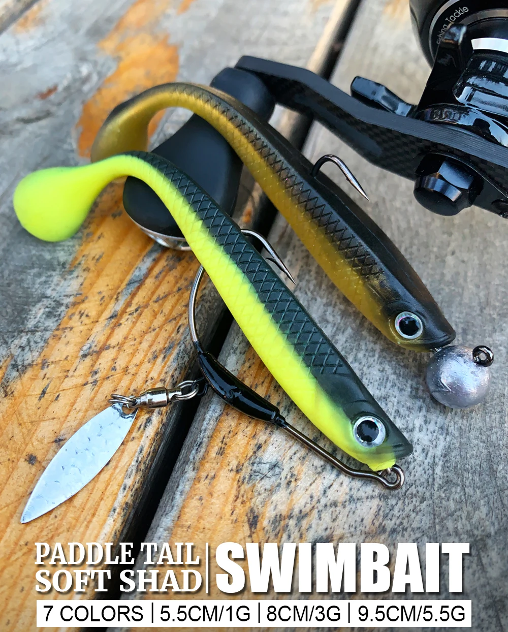 thumbnail image 2 of 30PCS Soft Plastic Fishing Lures – Paddle Tail Shad Worms – Swimbaits For Bass & Trout 2 of 6