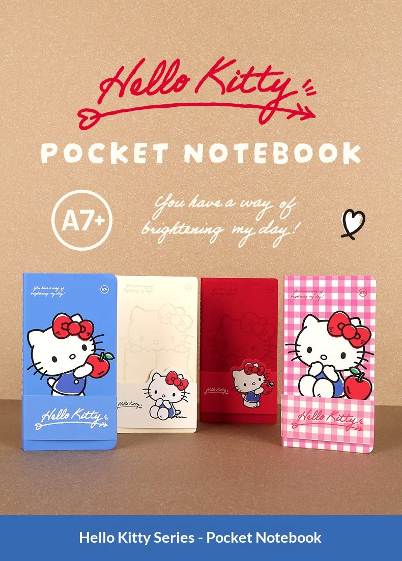 Kinbor A7 Taschennotizbuch, mit karierten und leeren Seiten, Notizbuch aus der „Kitty“-Kollektion für Mädchen, Reise-Notizbuch, niedliches Schreibwaren-Set. – Detail 1
