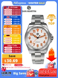 San Martin nuevo reloj piloto con esfera de turbina de 40mm NH35 relojes mecánicos automáticos deportivos de moda zafiro luminoso 10Bar SN0132