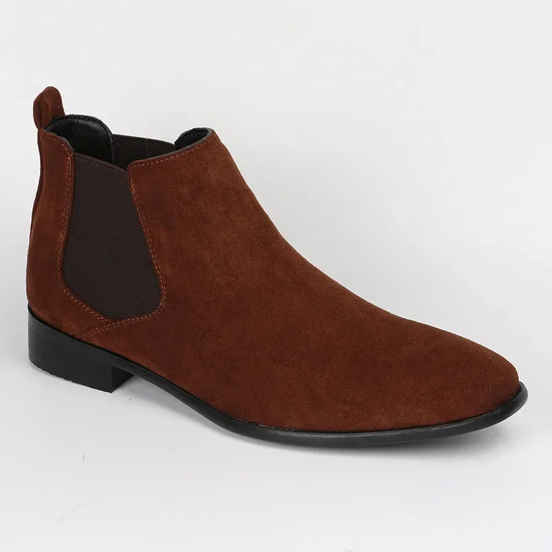 Herren gefrostete Wildleder Chelsea Stiefel Square Toe Herren Herbsts chuhe mit stilvollen Herren Stiefeletten Größe 48