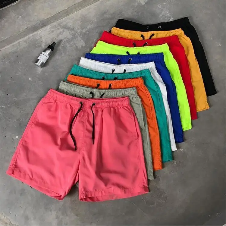 Men's Summer Beach Shorts Quick Dry Loose Thin Candy Color Sporty Three-quarter Length Casual Citywalk Polyester Blend Shorts