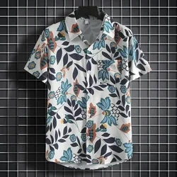 Summer Men's Hawaiian Short Sleeve Shirts Oversized Casual Flower Pattern Social Elegant Fashion Beach Harajuku Luxury Style