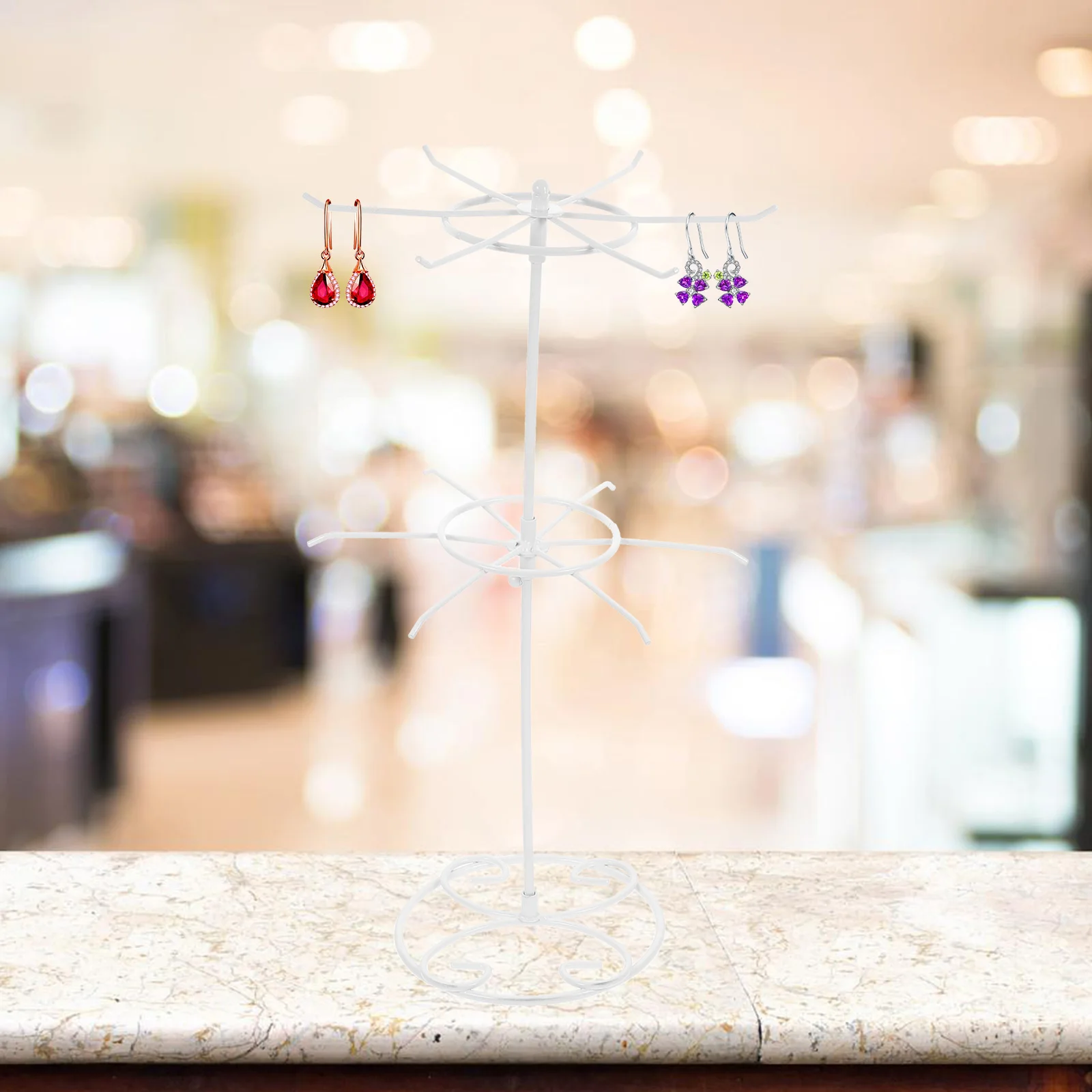 

Jewelry Display Rack Rotating Iron Stand For Necklaces Bracelets Earrings Wrought Portable Organizer Gift Mothers Day Wedding