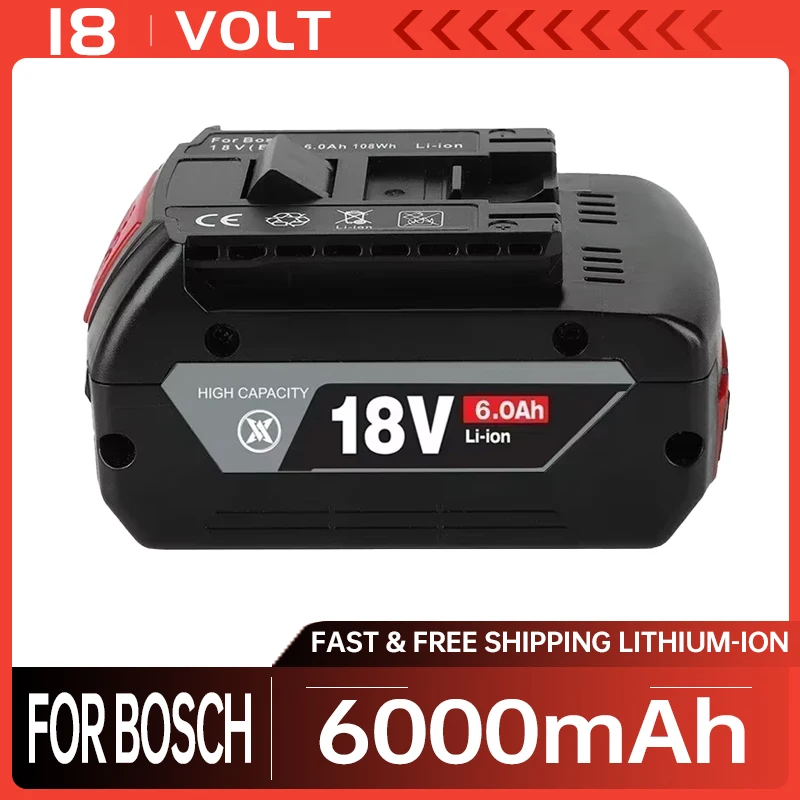 Authentic Bosch 18V 6Ah Battery - Works with GBA/GSR/GSB - Fuel Gauge Included!