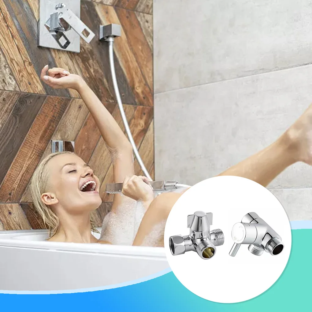 Reliable And Sturdy - Brass Shower Head Adapter T Adapter Turn On By Turning Handle 3 Way Shower Diverter Valve Switch