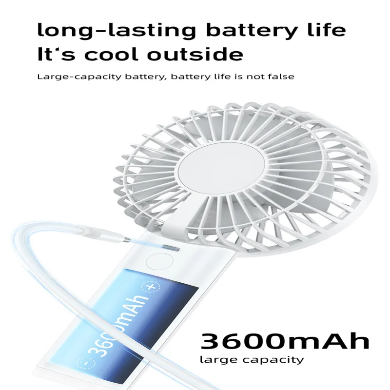 3600mAh Handheld Personal Fan Portable Mini USB Hand Fan Rechargeable Mini Fan with Stepless Speed Control Display Nightligh New