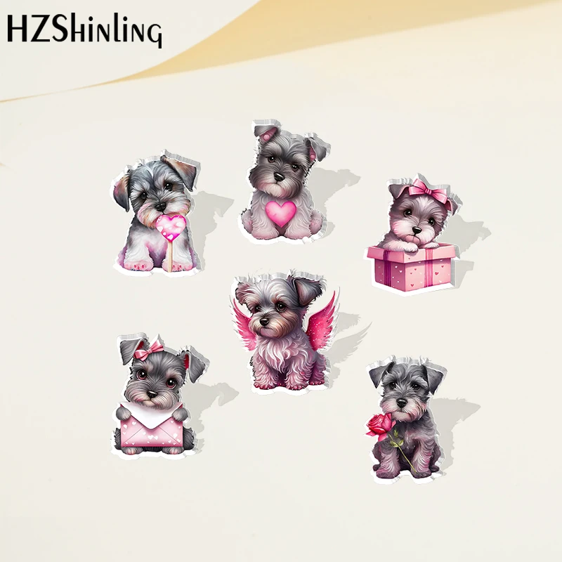 2023 Cartoon Cute Miniature Schnauzer Dog Acrylic Lapel Pin Resin Epoxy Acrylic Pins Fashion Jewelry Accessories