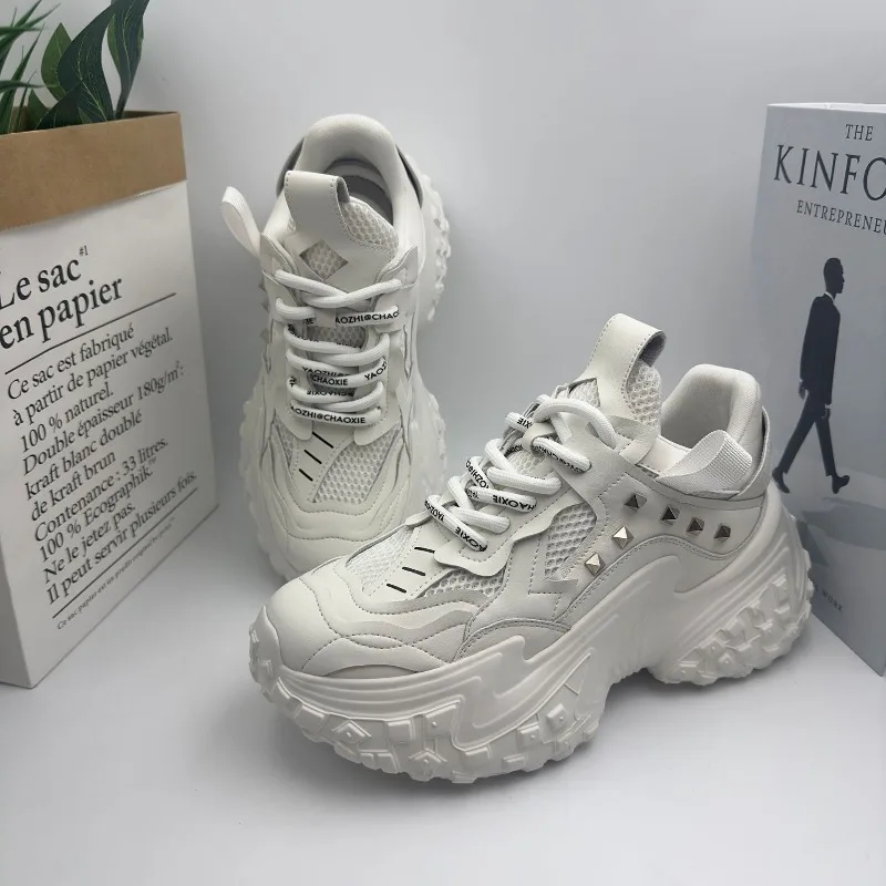 

High Quality Couple Platform Sneakers Fashion Comfort Breathable Luxury Women Men Shoes Designer Rivet Sneakers Zapatillas Mujer