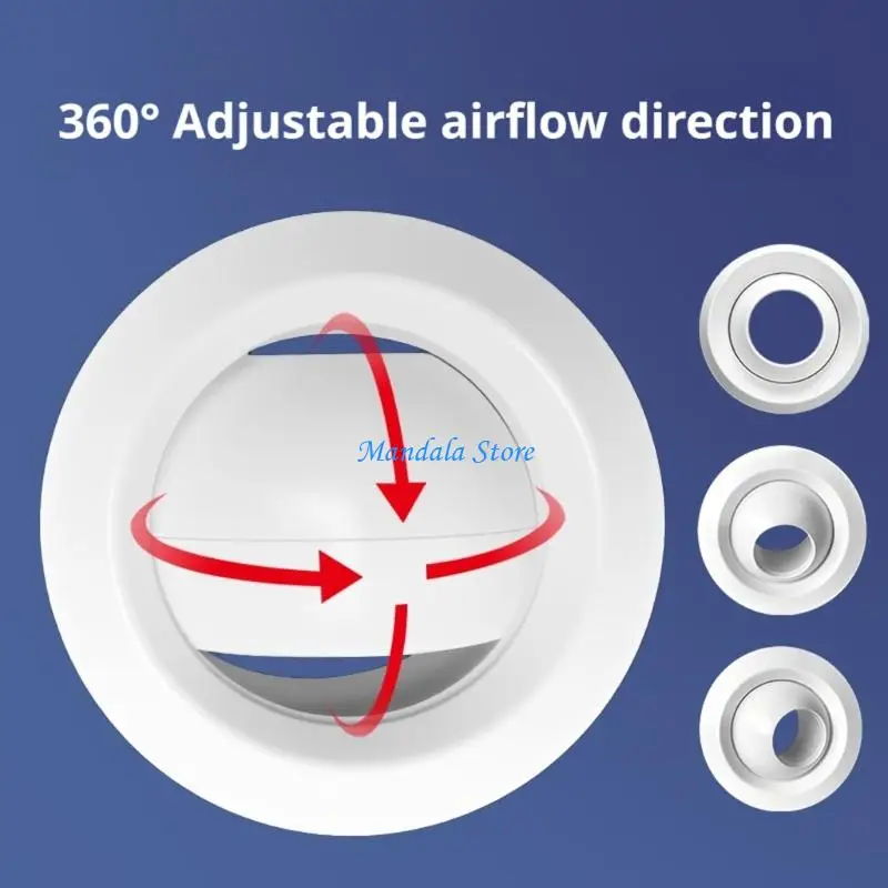U2JC Ball Outlet Diffuser for Round Duct or Wall Outlet Installation Projects with ABS Body and 360 Degree Air Direction