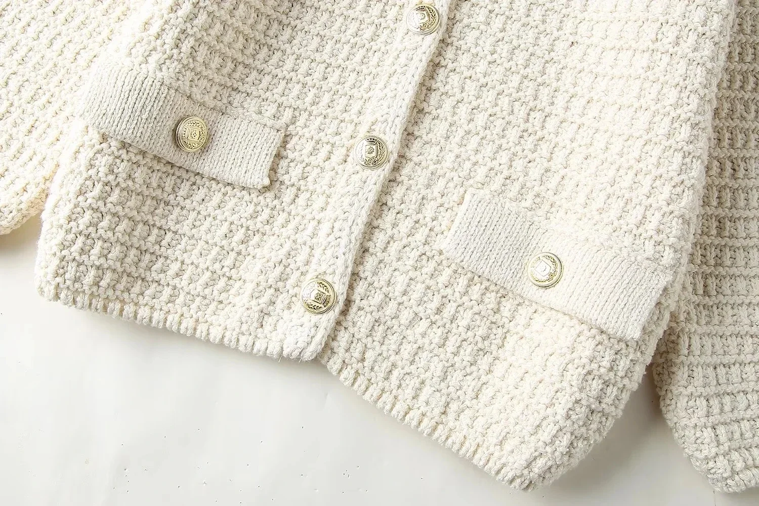 Beige Knit Cardigan Women Spring Cropped Sweaters Cardigan With Sleeve Elegant Button Up Knitted Cardigans For Woman Coats