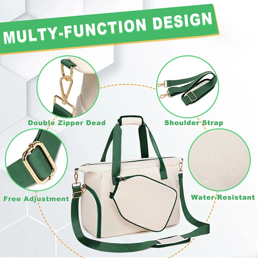 

1PCS Pickleball Bag with Paddle Pocket Large Pickleball Duffle Bag with Shoe Compartment Sport Bag Gym Handbag for Men & Women