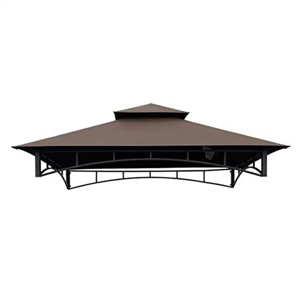 Brown Double Tiered Canopy Grill Gazebo Replacement Canopy Top Model #L-GG001PST-F UV-Protected Polyester Fabric Ventilated