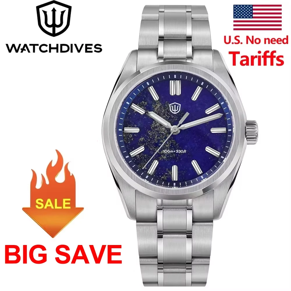 Watchdives WD0003B オリジナルデザインアベンチュリンダイヤルメンズ腕時計 VH31 スイープ秒クォーツムーブメント 36 ミリメートル腕時計発光防水