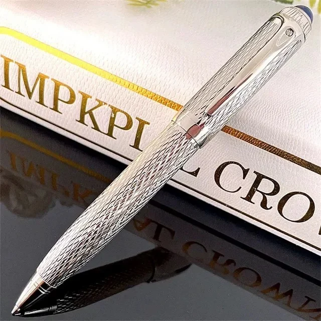 Luxury Ballpoint Pen 0.7MM Black Metal Stripe Blue Red High Quality Writing Stationery Smooth Writing Office Deluxe Ball Pens