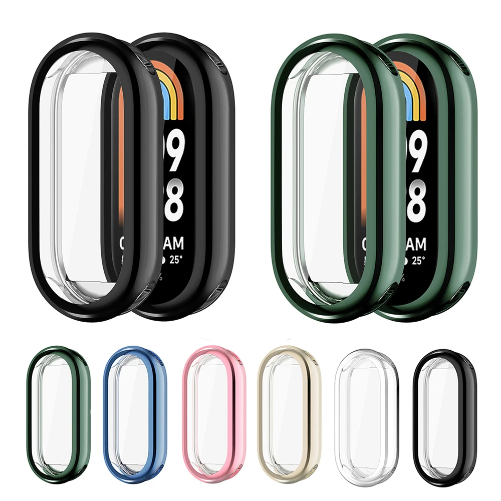 Electroplated TPU Protective Case For Xiaomi Mi Band 8 Full Screen Protector Shell Bumper Frame