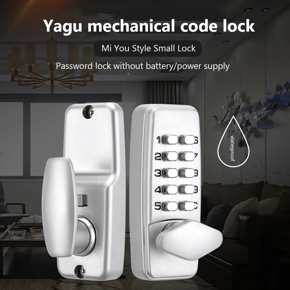 Keyless Mechanical Digital Door Lock Waterproof Door Code Lock Antirust Interchangeable Handle Password Lock for Home Office