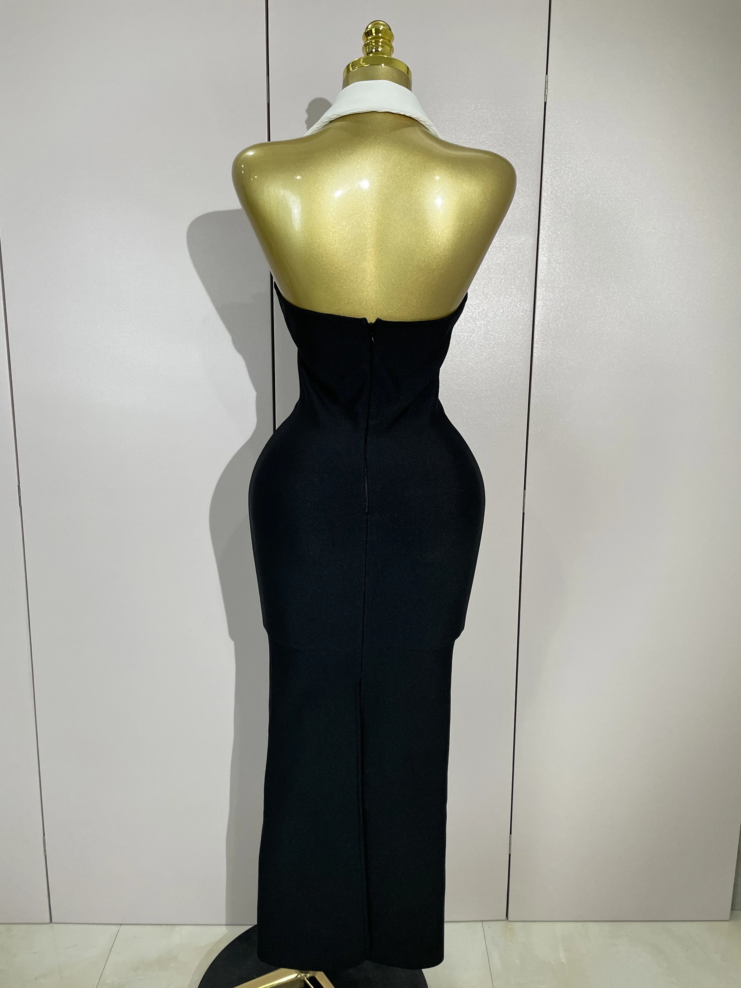 여성 섹시 홀터 백리스 슬리브리스 바디콘 맥시 드레스 유명인 우아한 가운 클럽 생일 저녁 파티 웨딩 드레스