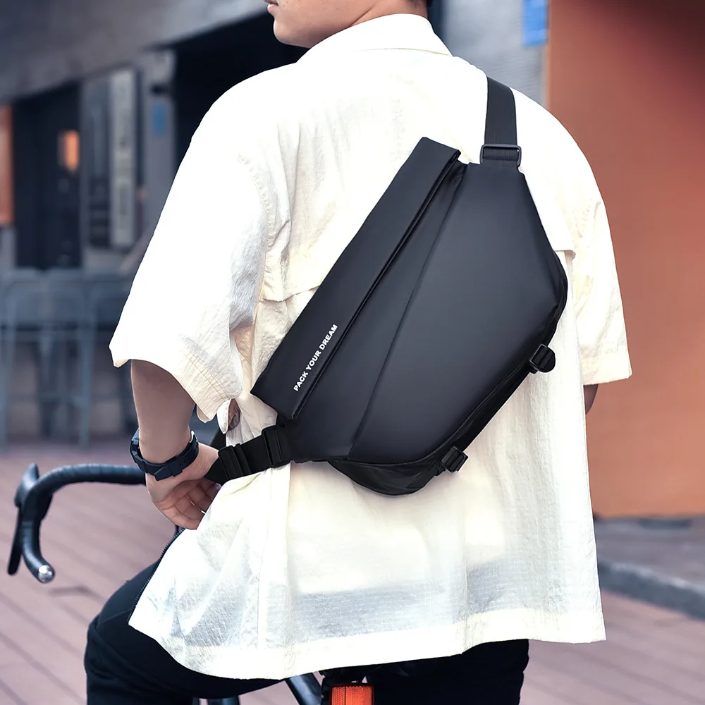 Men's Functional Crossbody Trendy Multi-functional Shoulder Outdoor Casual Magnetic Buckle Messenger Waterproof Chest Bag