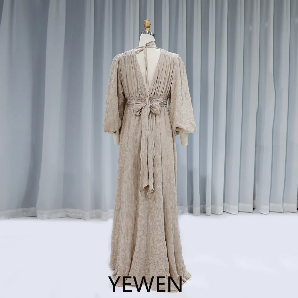 Elegant V Neck Floor Length Elastic Waist Boho Maxi Dress for Photo Shoot Dress YW231160