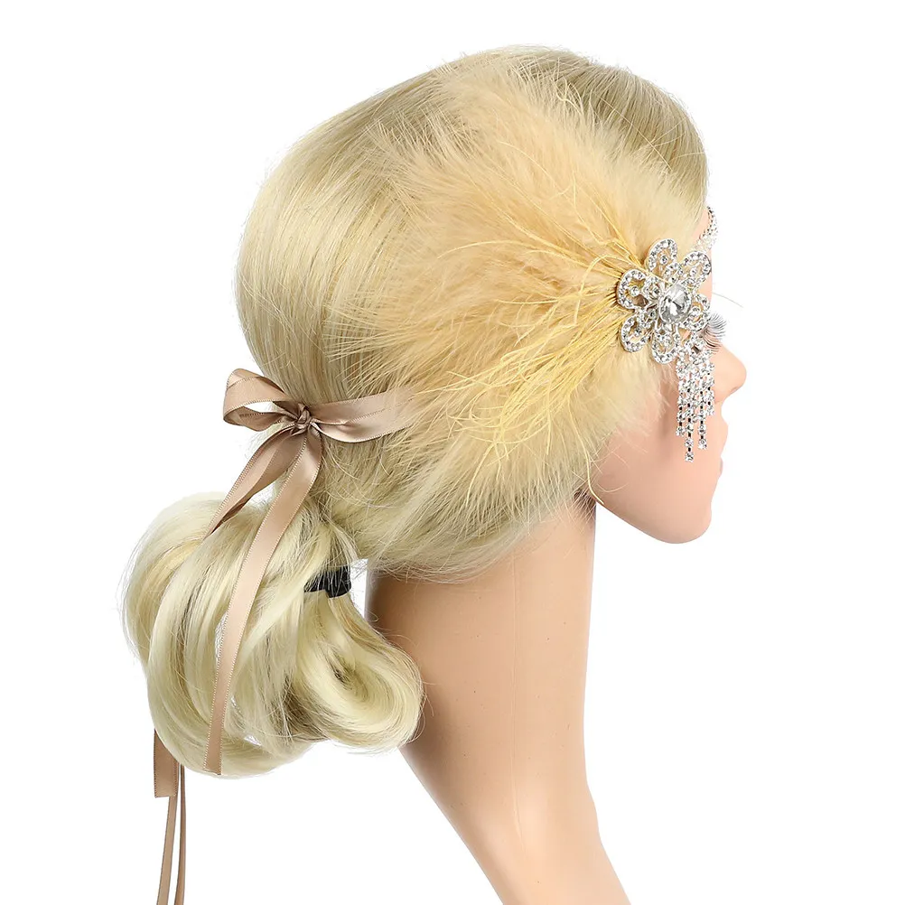 Flapper Headband Elegant Lightweight Comfortable Wedding Party 1920S Rhinestone Sparkling Roaring 20S Headpiece