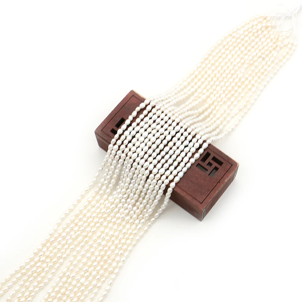 Non-threaded Natural Freshwater Rice-shaped Pearl Straight-hole Beading DIY Fashion Exquisite Necklace Jewelry Accessories