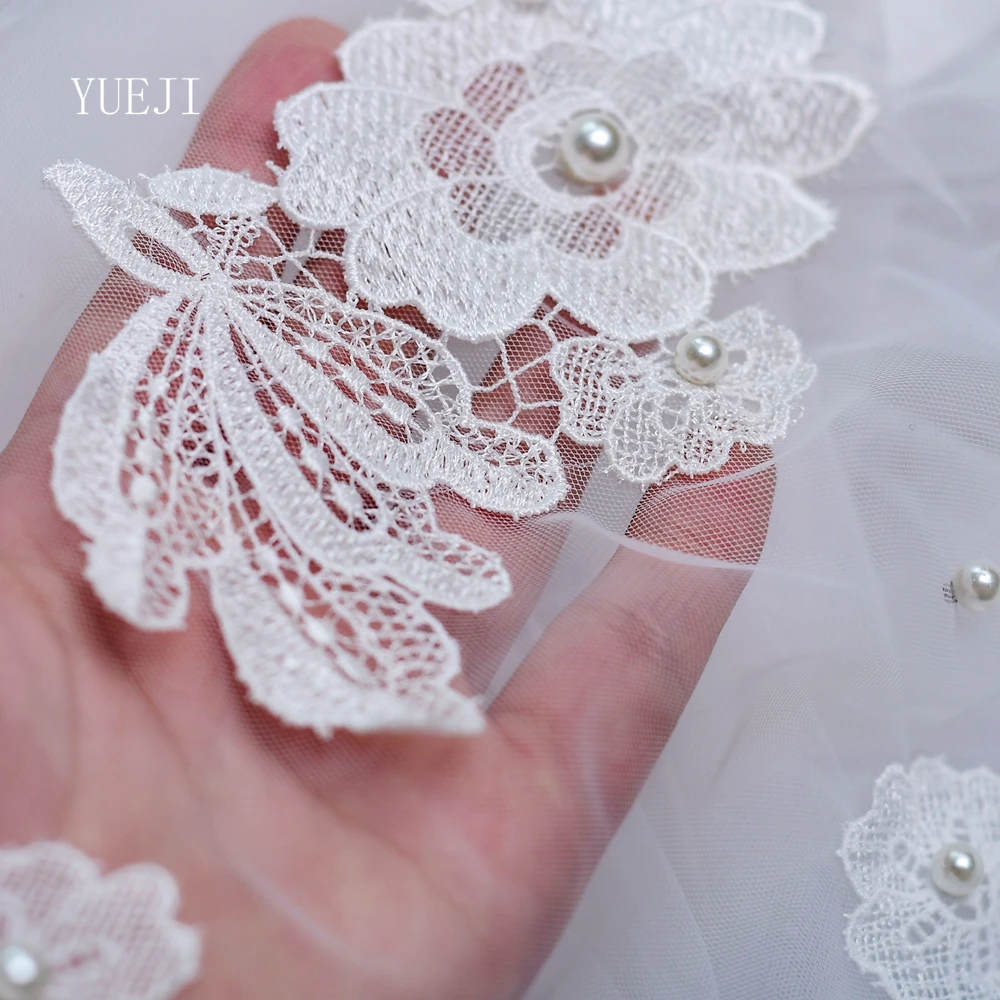 YUEJI Elegant Petal Bridal Veil Double Chapel White Wedding Accessory Velos De Novia Lujo 2024 Floral Veil Wedding YJ61