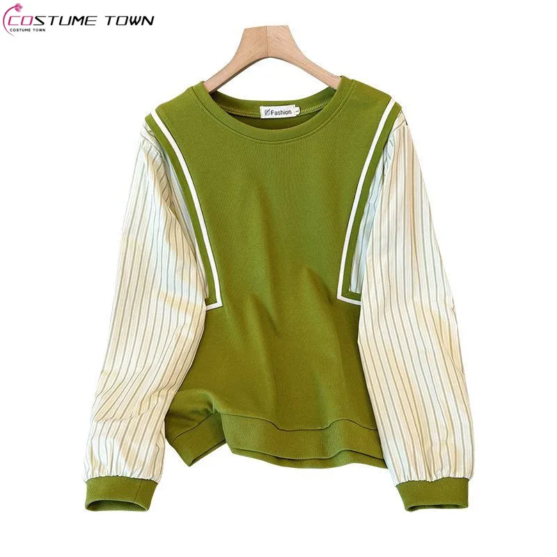 Fashion Design Fake Two piece Top Spring/Autumn Korean Edition Loose Fashion Slimming Top Trendy