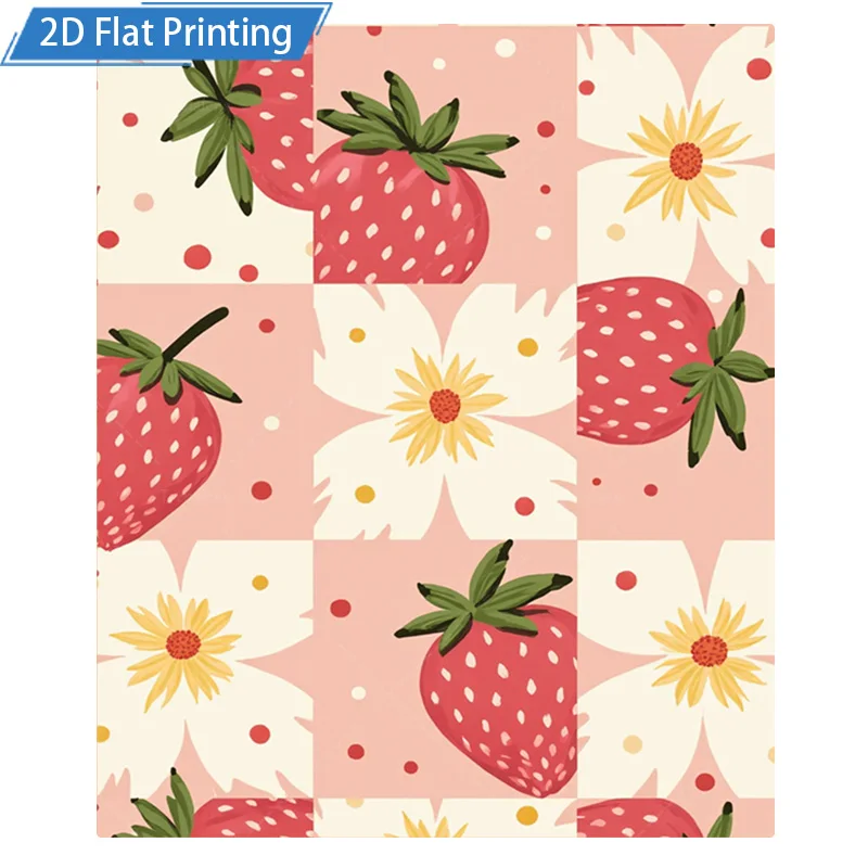 1pc Flannel Blanket Strawberry Flower Print Blanket Soft Cozy Throw for Living Room Bed Decor 2D Flat Printing Design