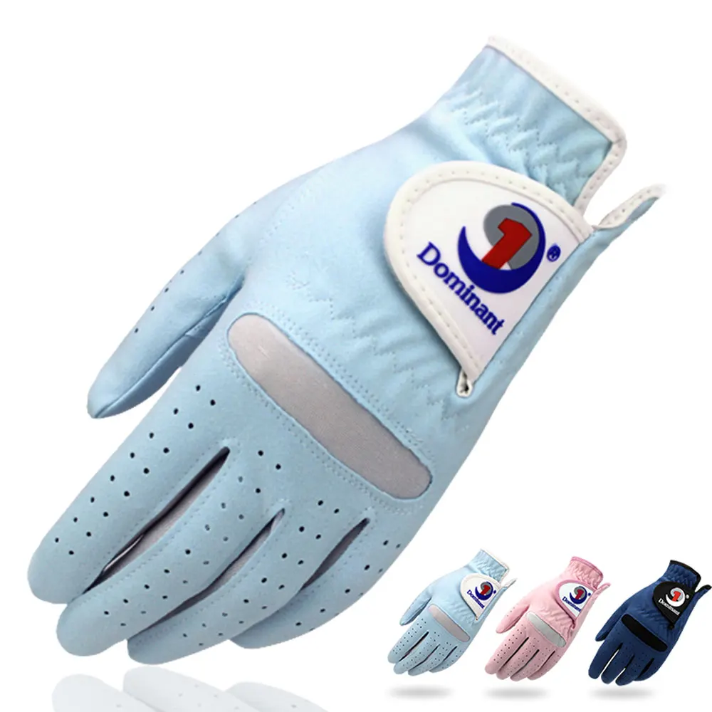 2Pcs(1pair) Men Woman Golf Glove Left Hand Right Hand Micro Soft Fiber Breathable Golf Gloves Blue Pink