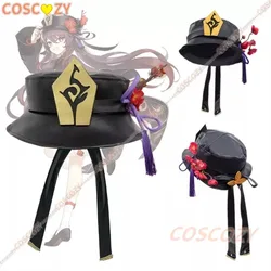Game Genshin Impact Hu Tao Cosplay Hat PU Cap Headwear Halloween Props Hutao Cosplay Hat Headwear Adult Hat