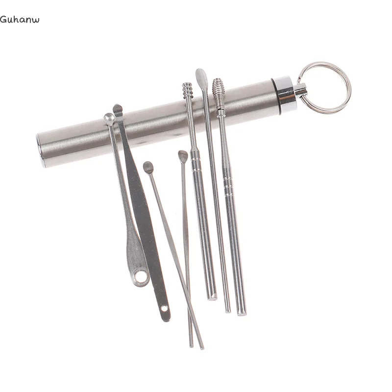 

[WHB]7Pcs Stainless Steel Spiral Ear Pick Spoon Ear Wax Removal Cleaner Tools Multifunction Portable Ear Pick Ear Care Tools