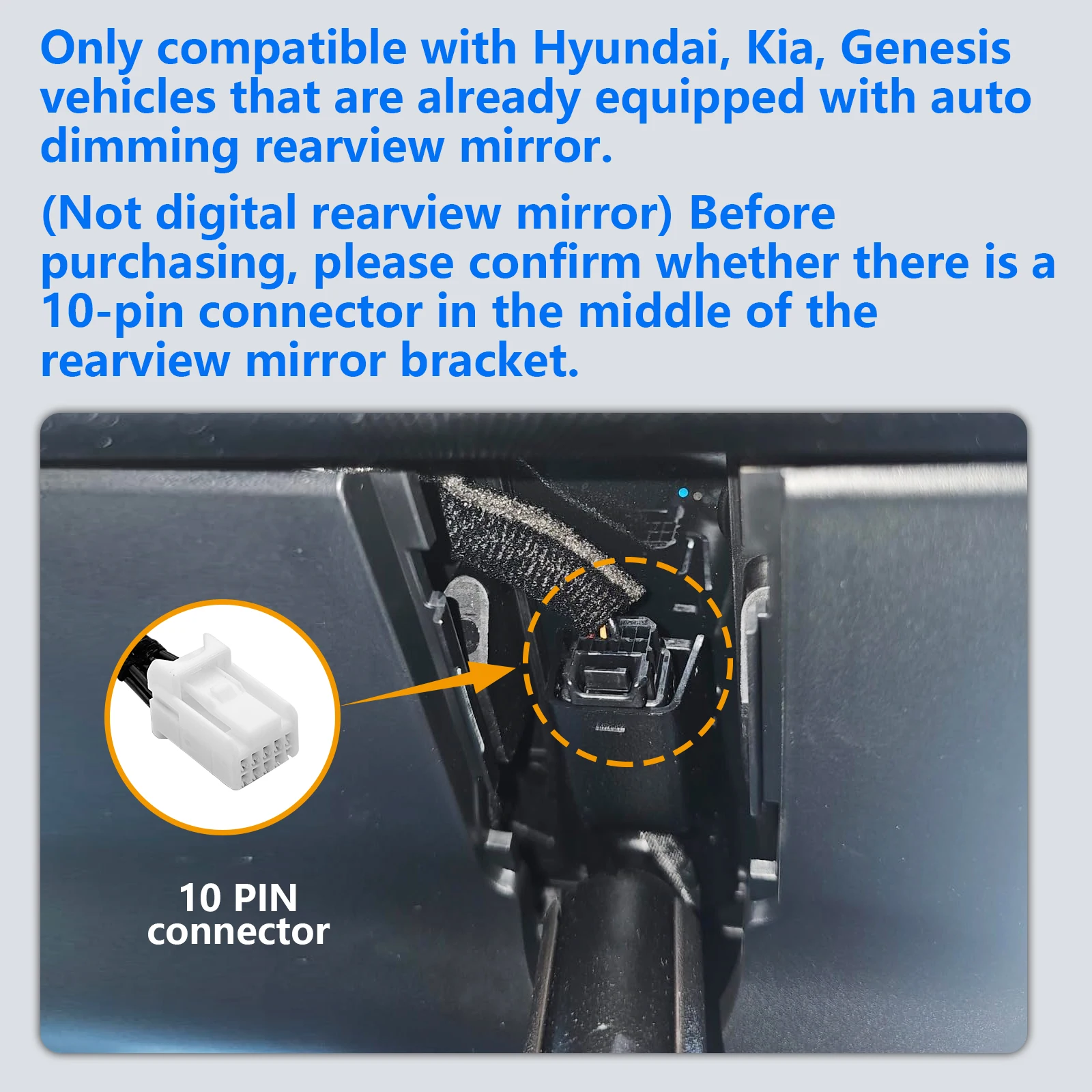 Dash Cam Power Adapter For Hyundai Kia Telluride Sorento Soul Rio Carnival Sedona EV6 K5 Type-C USB Plug and Play 5V/2A Output