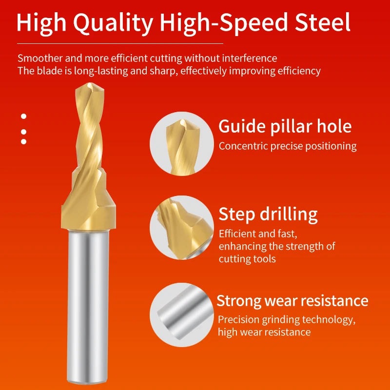 Imagem -02 - C-tipo Titanium Step Drill Centrando a Broca Aço de Alta Velocidade Chanfre Composto m3 m4 M5-m16 One-piece