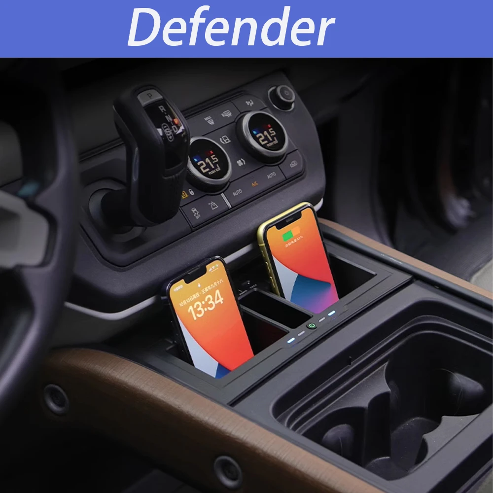 for 20-24 Land Rover Defender wireless car chargers, power supply, central control storage box modification, mobile phone charg