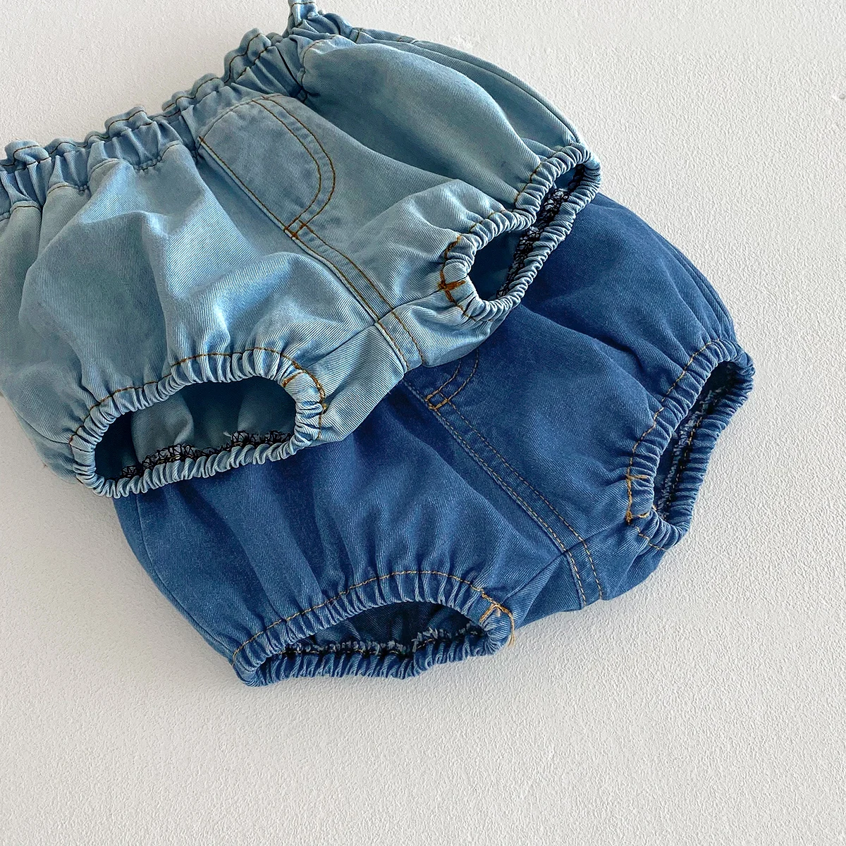 Baby Denim Bloomers Shorts Newborn Soft Cozy Cotton Toddler Boys Girls Summer Shorts Pants Ruffles Waist Kids Clothing 0-3T image 5