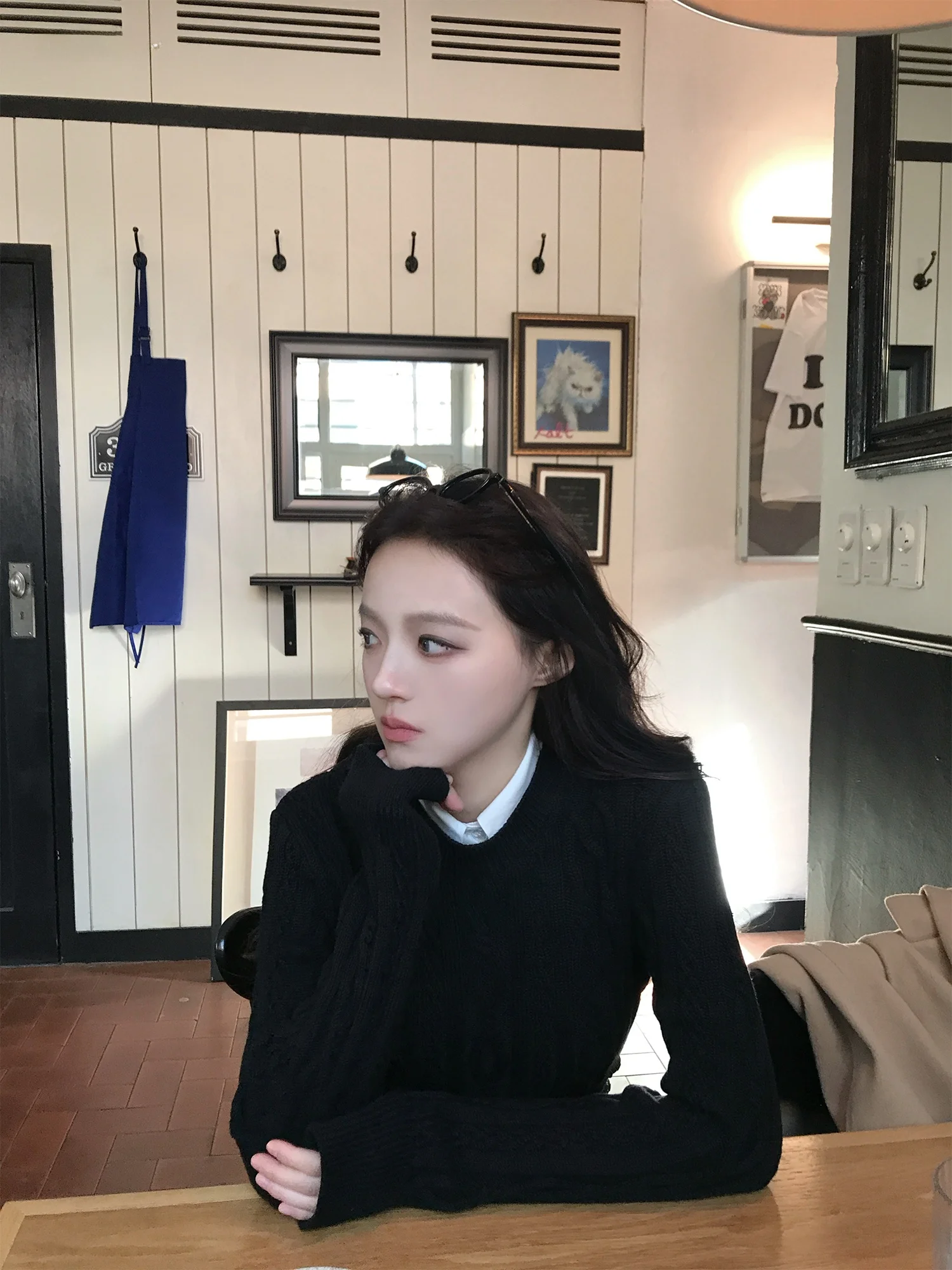 

Neurcz Bla Knitted Sweater with irt Collar Women's Slim Fit Inner Wear Versatile Long Sve Top for Autumn Winter