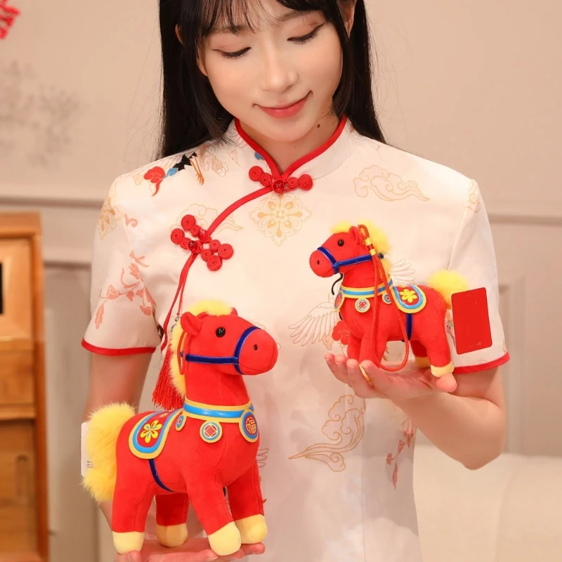 

Year Of Horse Zodiacs Plush Doll Symbolizing Luck Prosperity Soft Cotton Filling Home Office Decoration 15UB