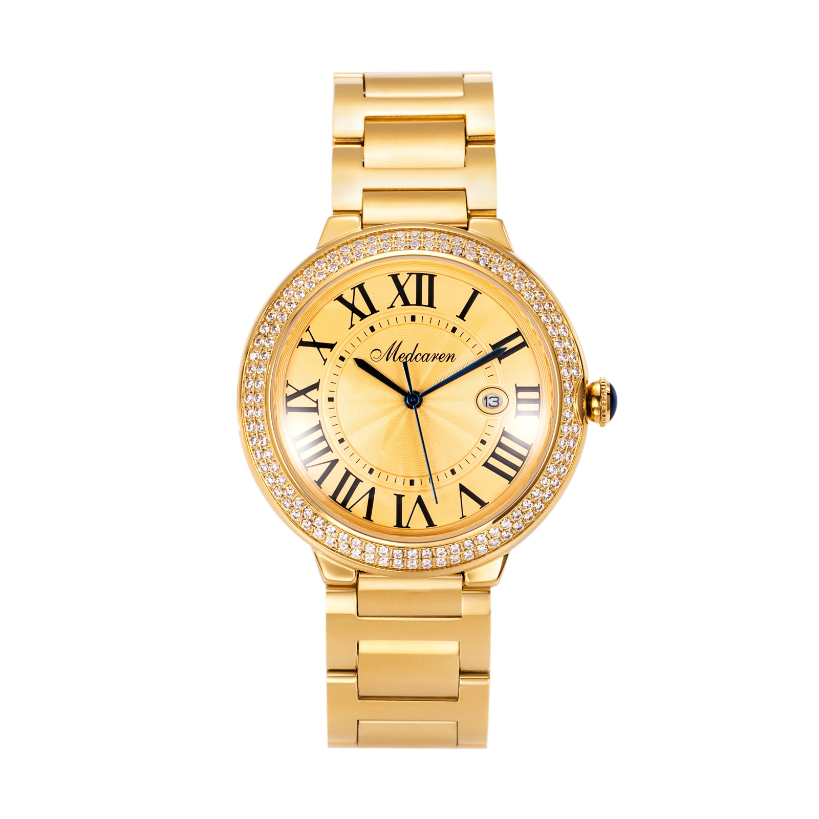 

Fashion 42mm Men Watches 24K Gold Water-Resistant to 30m Casual Wristwatch Stainless Steel Strap Waterproof Men's Quartz Watch