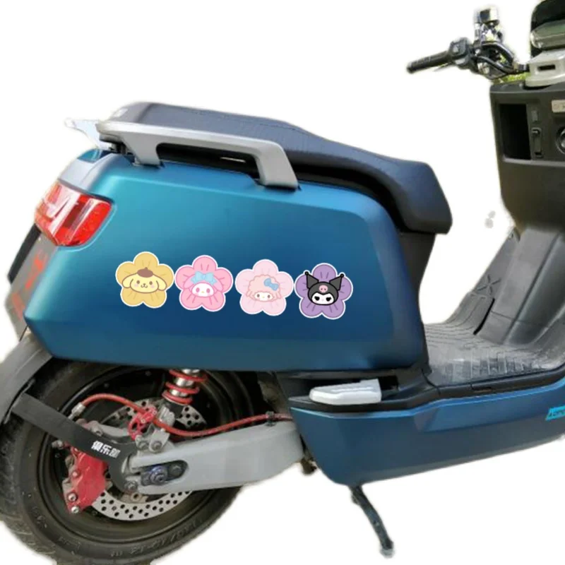 Sanrio Cartoon Flower Hello Kitty Car Sticker Kawaii My MelodyPompompurin Motorcycle ScratchDecorative StickerChildren\'s ToyGift