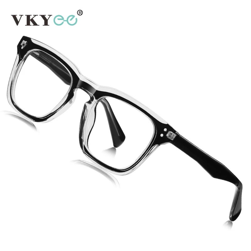 VKYEE Stylish Rectangle Glasses Blue Light Reading Glasses Men and Women Customizable Photochromic Myopia Prescription LS022