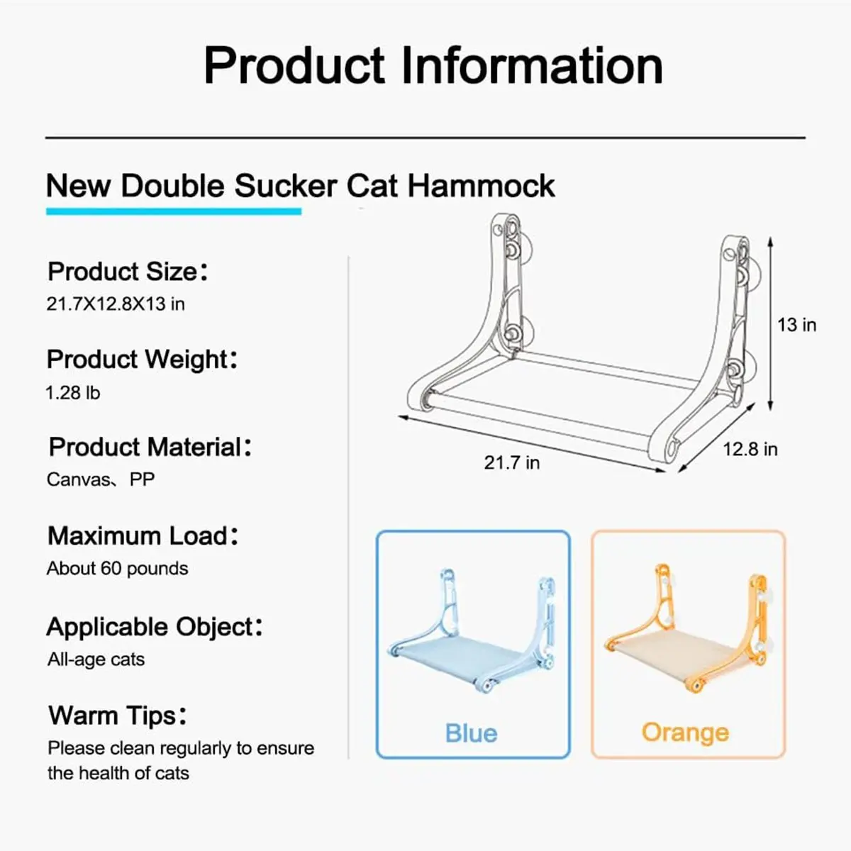 for Cat Window Perch,Cat Hammock Window with Two Modes of Use and Easy to Install, Cat Window Bed Orange