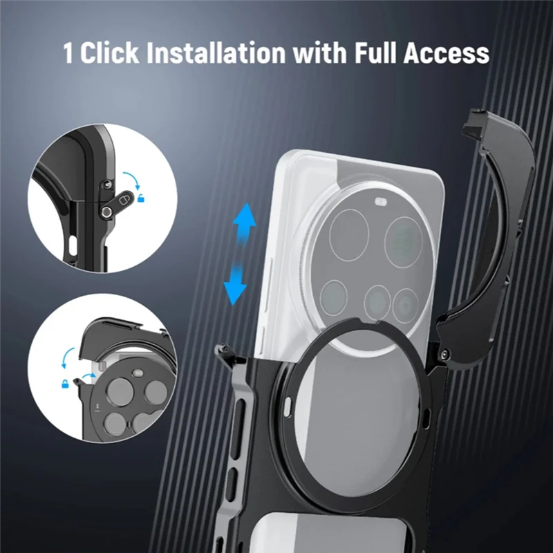 

ABAC-For Xiaomi 15 Ultra Phone Cage Kit 67Mm Threaded Filter Adapter 17Mm Threaded Lens Backplate Black