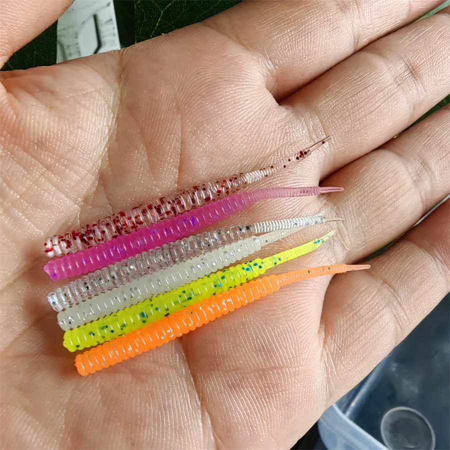 MUKUN 10 szt. 03g 0.45g miękka przynęta na ryby skalny podwójny ogon sztuczny wobler Crankbait bioniczny silikonowy fluorescencyjny przynęta