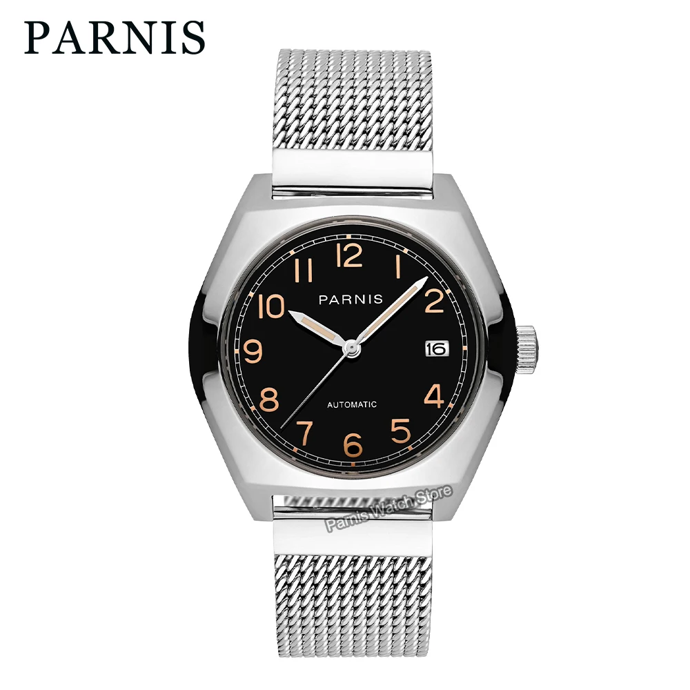 Parnis 40mm Men\'s Watch Sapphire Crystal NH35 Automatic Movement Stainless Steel Case