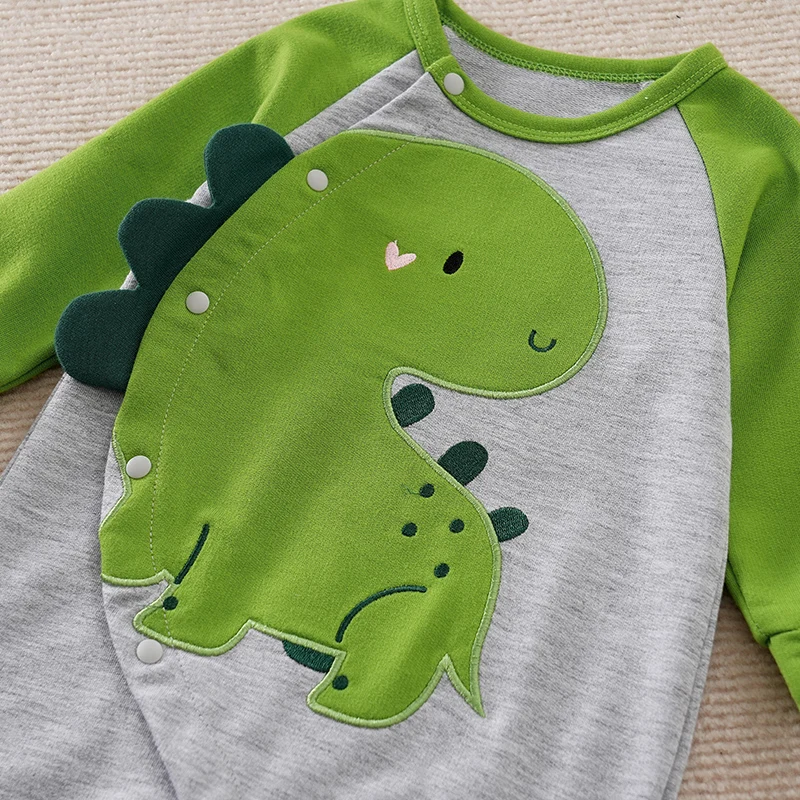 Spring And Autumn Boys And Girls Cute Cartoon Dinosaur 3d Printing  Comfortable Casual Baby Bodysuit