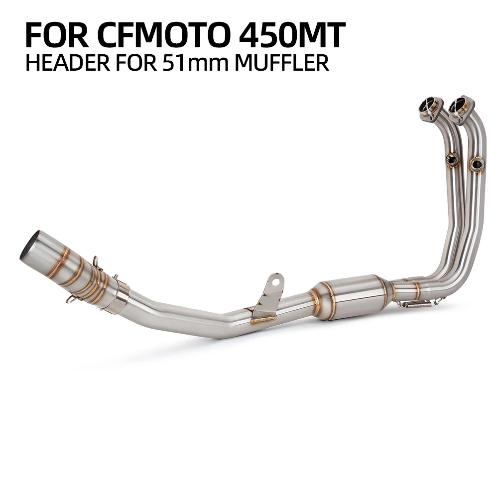For CFMOTO 450MT ADV Motorcycle Exhaust Modify Manifold Escape Stainless Adventure Motorbike Front Link Pipe Optional Interface