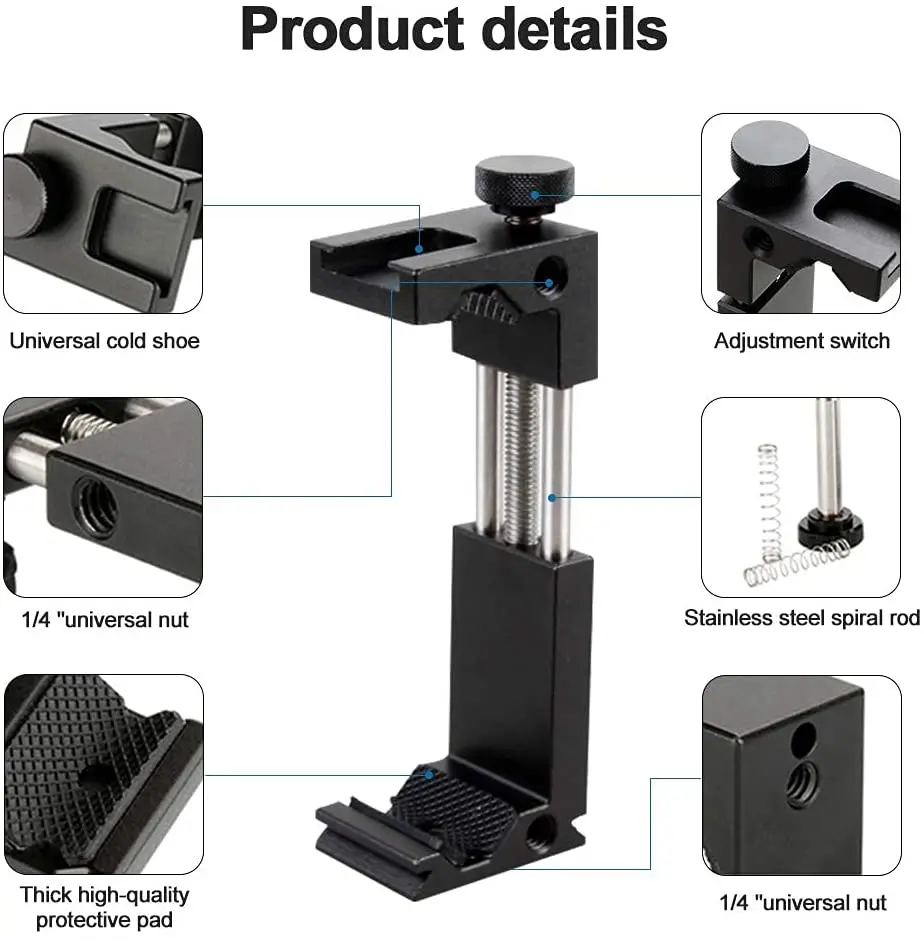 Универсальный держатель для телефона, зажим для смартфона, держатель для смартфона, адаптер для штатива из алюминиевого сплава с креплением для холодного башмака