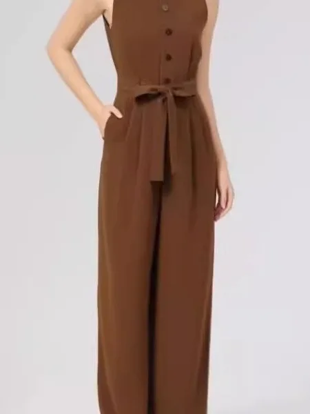 Ele pantalones de una pieza de cintura alta para mujer Svel Design Sensation Otoño Invierno nuevos pantalones de pierna ancha para ir al trabajo Sle