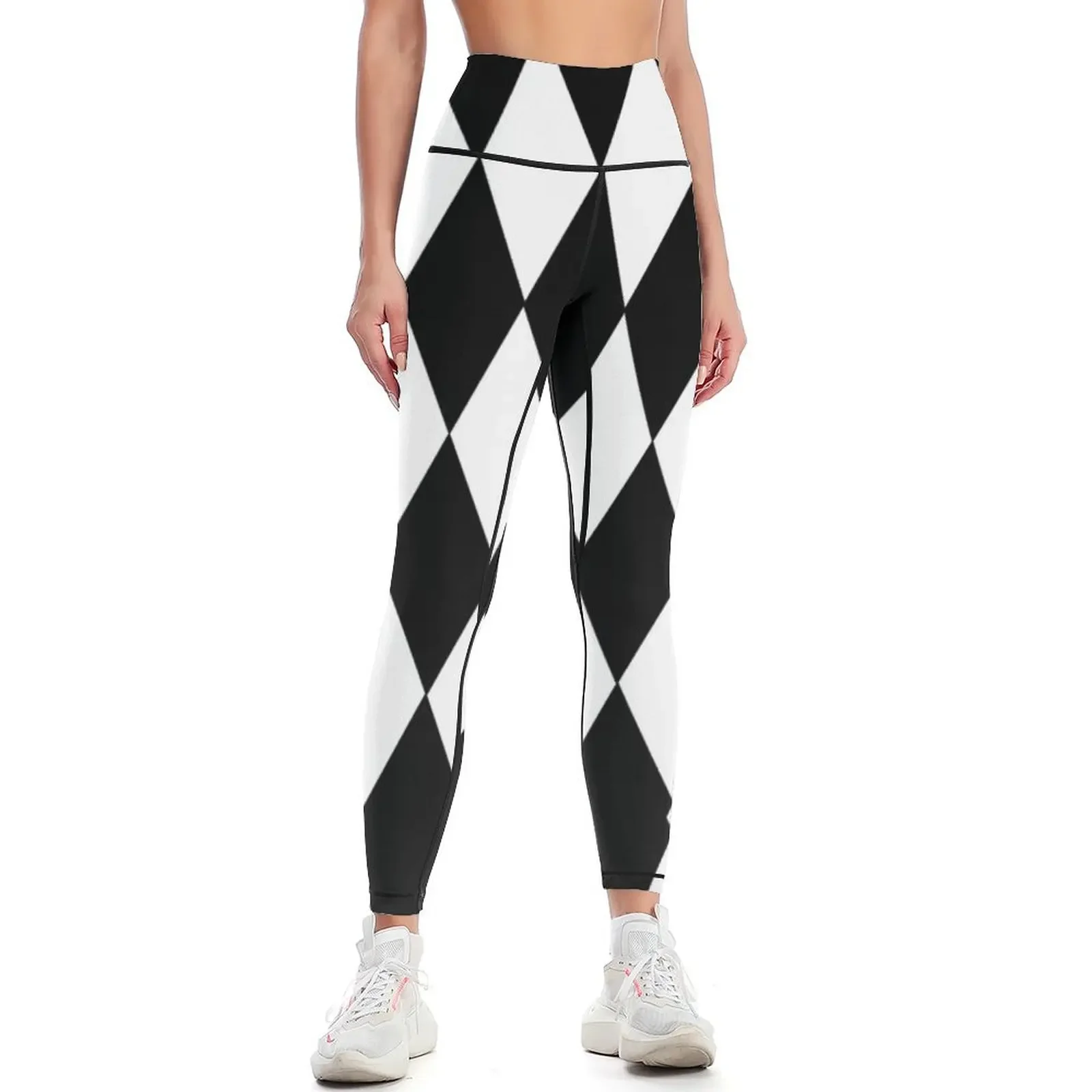 

Black and White harlequin pattern Leggings Jogger pants sports woman gym sports shirts gym sports for gym Womens Leggings